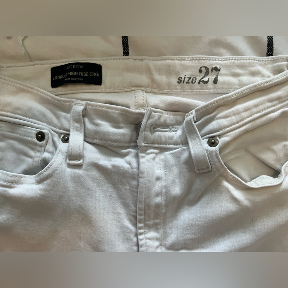 White high rise crop jeans by J Crew.